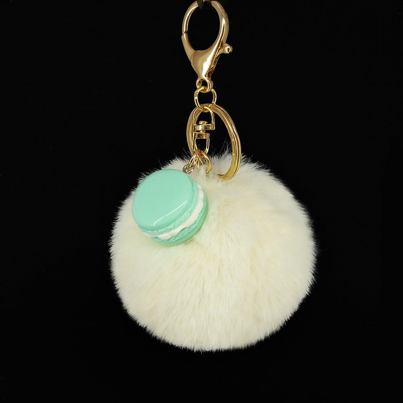 Wholesale Alloy Macaron Hair Ball Keychain