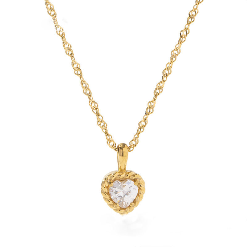 Wholesale Necklace Stainless Steel Heart Shaped Zircon OLY-NE-WX001