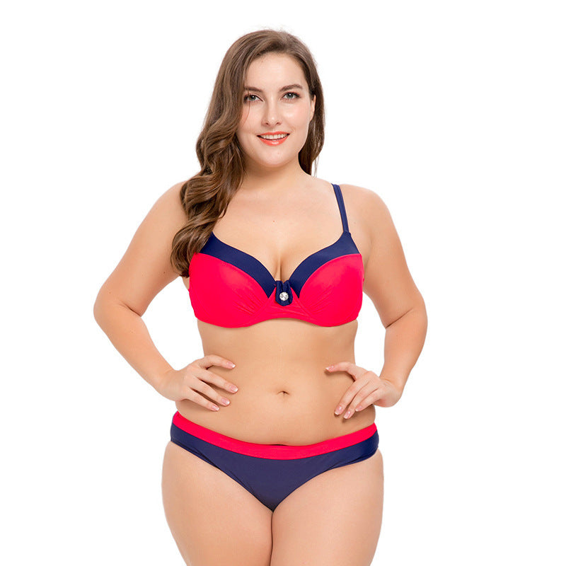 Wholesale Split Steel Holder Gather Solid Color Polyester Swimwear