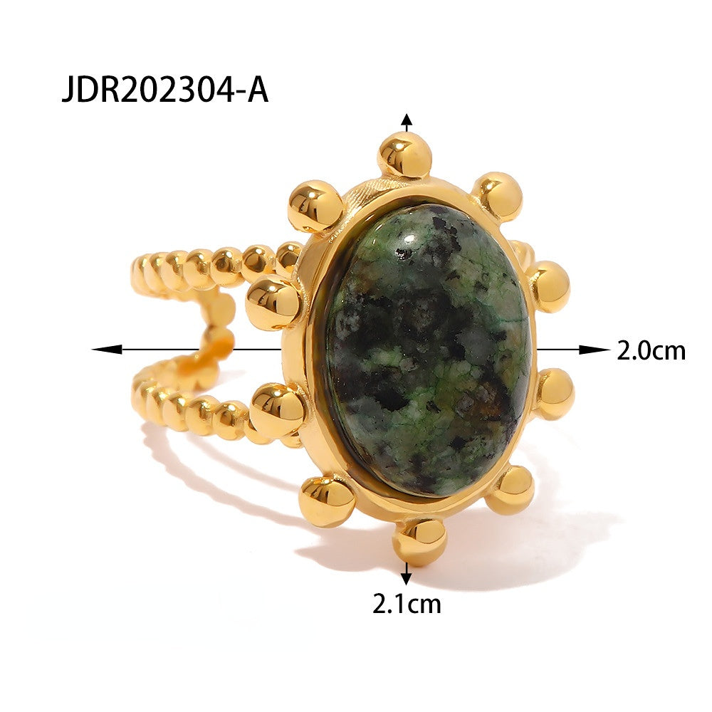 Wholesale Stainless Steel Turquoise Plated 18K Gold Open Ring