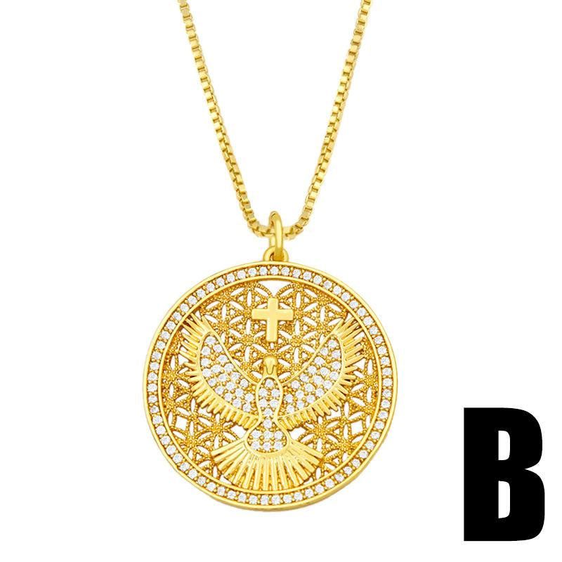 Venta al por mayor Collar Cobre Chapado en Oro de 18K Forma de Corazón Hueco Paloma de la Paz OLY-NE-AS006