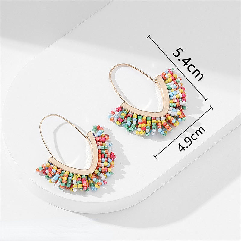 Wholesale V Shape Tassels Rice Beads Earrings