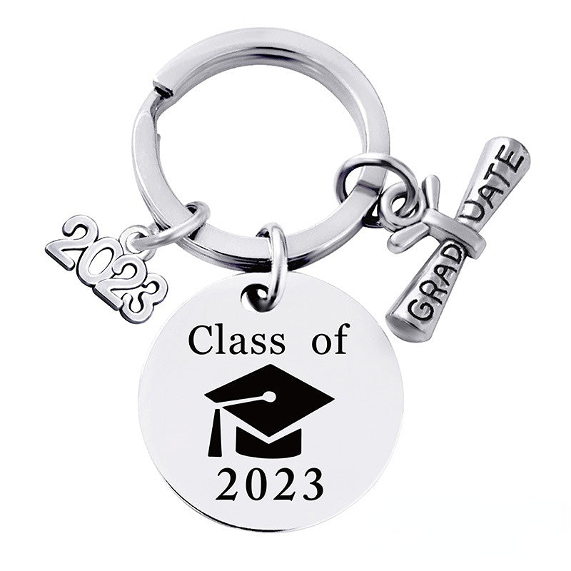 Wholesale Graduation Season Gift Lettering Round Metal Keychain
