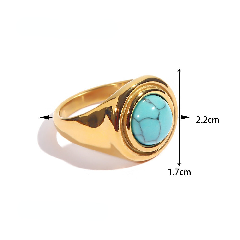 Wholesale 18K Gold Turquoise Stainless Steel Rings