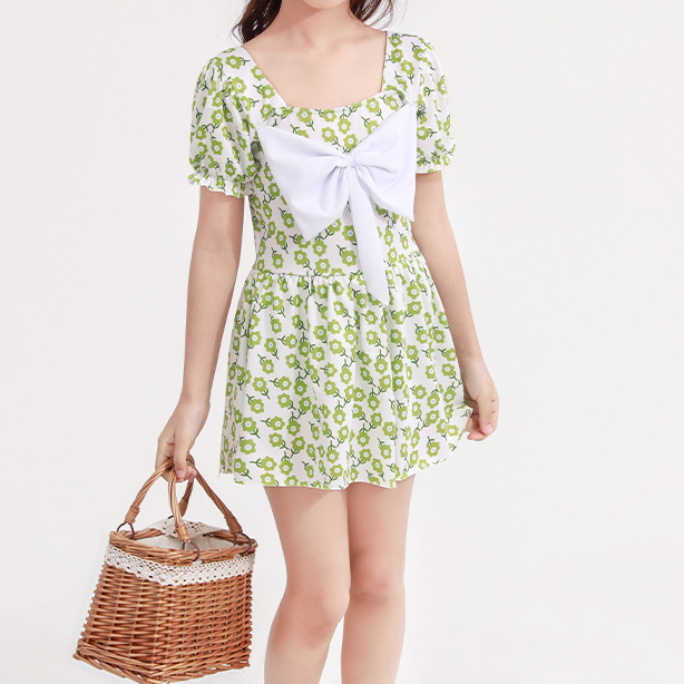 Wholesale Girls Summer Dress Skirt Floral Bow Knot Swimwear