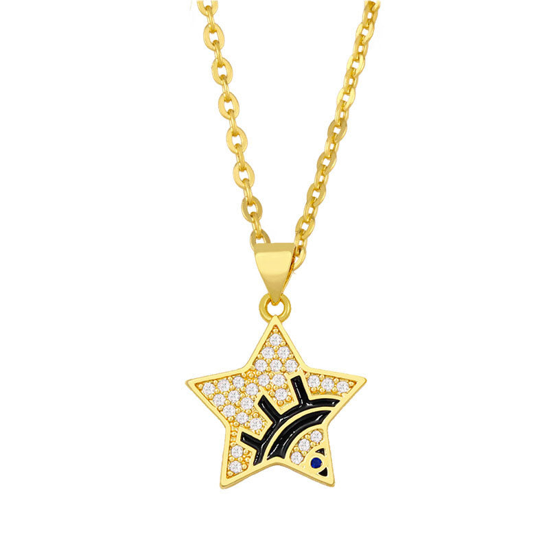 Wholesale Necklace Simple Copper Plated 18K Gold Pentagram OLY-NE-AS011
