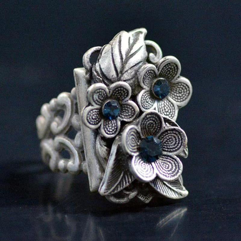 Wholesale Ring Alloy Floral Sapphire Vintage OLY-RS-HC002