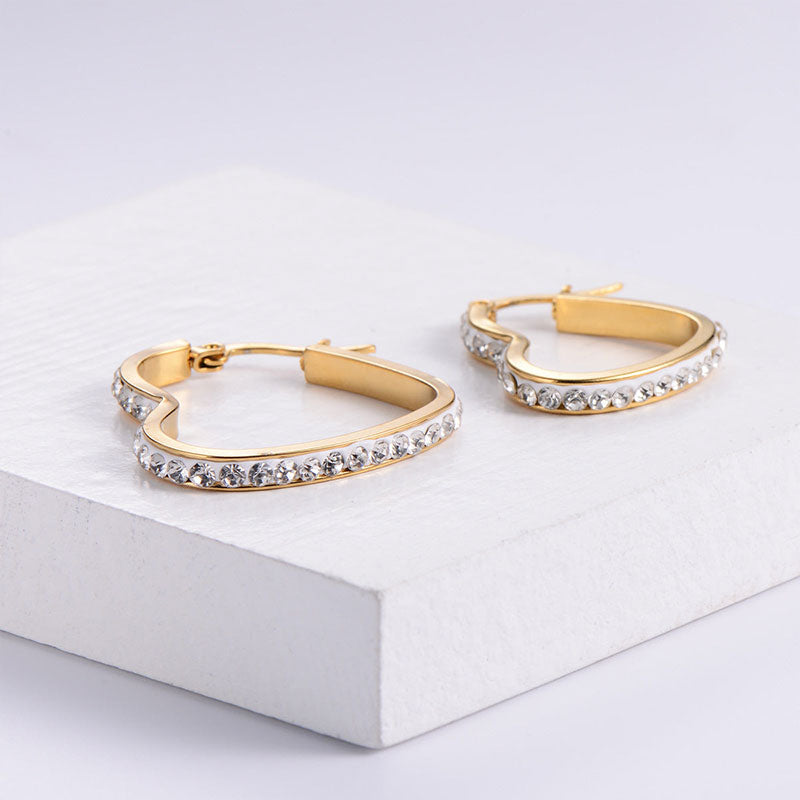 Wholesale Earrings Stainless Steel Diamonds Love OLY-ES-AIMILUO004