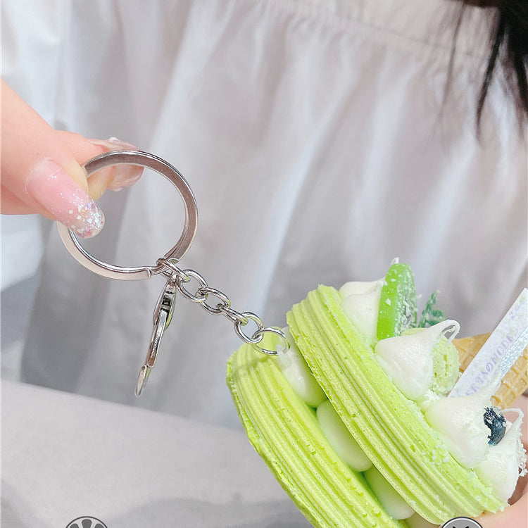 Wholesale Pvc Imitation Matcha Cake Creative Keychain