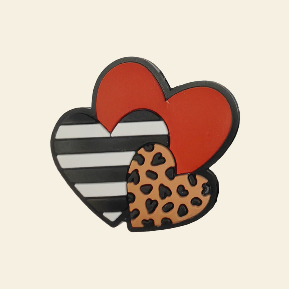 Wholesale 10pcs Heart Shaped Leopard Print Silicone Focal Beads