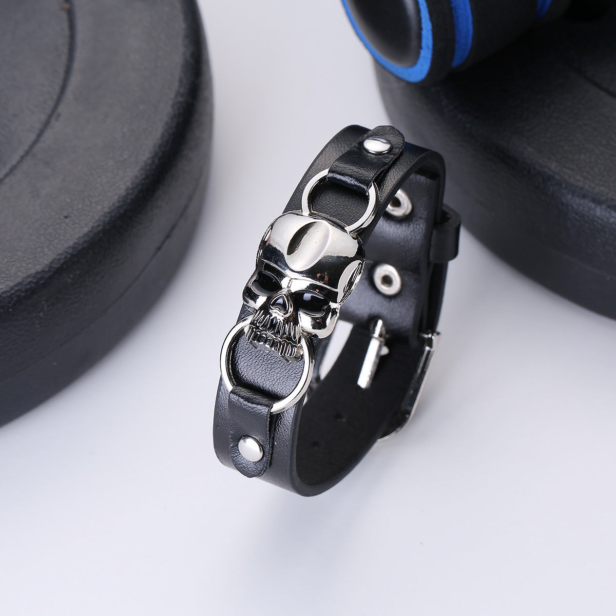 Wholesale Leather Skull Vintage Men Bracelet