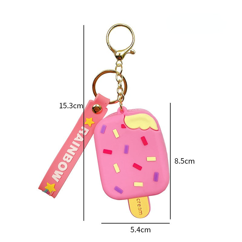 Wholesale Softgel Ice Cream Coin Purse Keychains