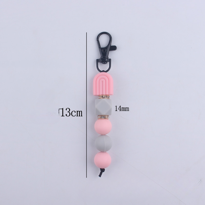 Llavero con cuentas de silicona arcoiris al por mayor