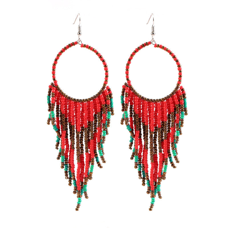 Wholesale Vintage Bohemian Long Bead Earrings