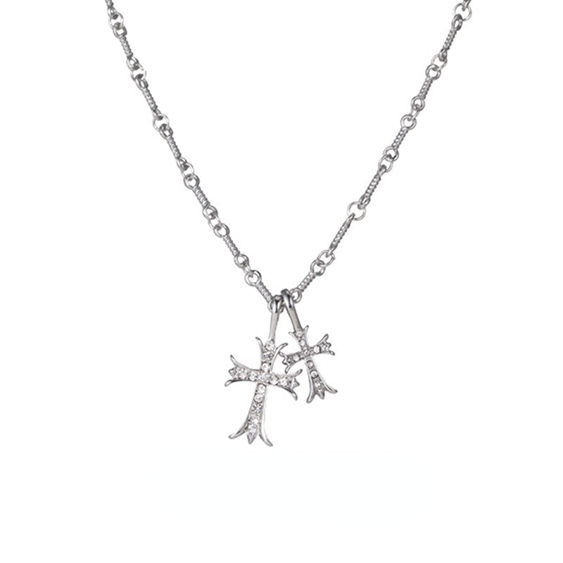 Venta al por mayor Collar de diamantes lleno de cruz de aleación