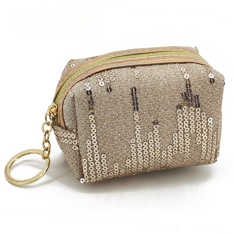 Wholesale Embroidered Sequin Fashion Mini Storage Bag Coin Purse  PVC Keychain