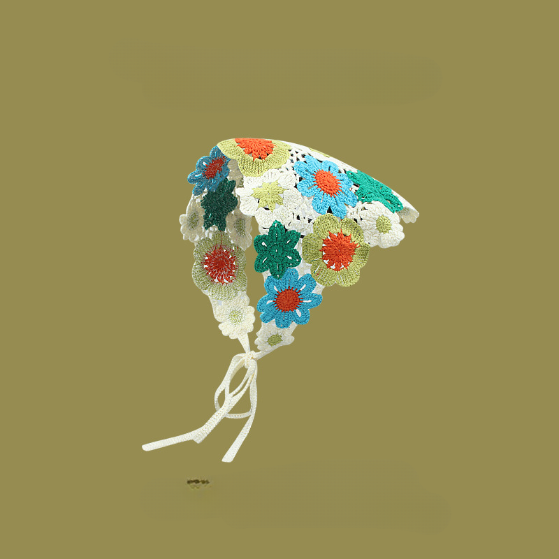 Bufanda de triángulo de punto de crochet de algodón al por mayor