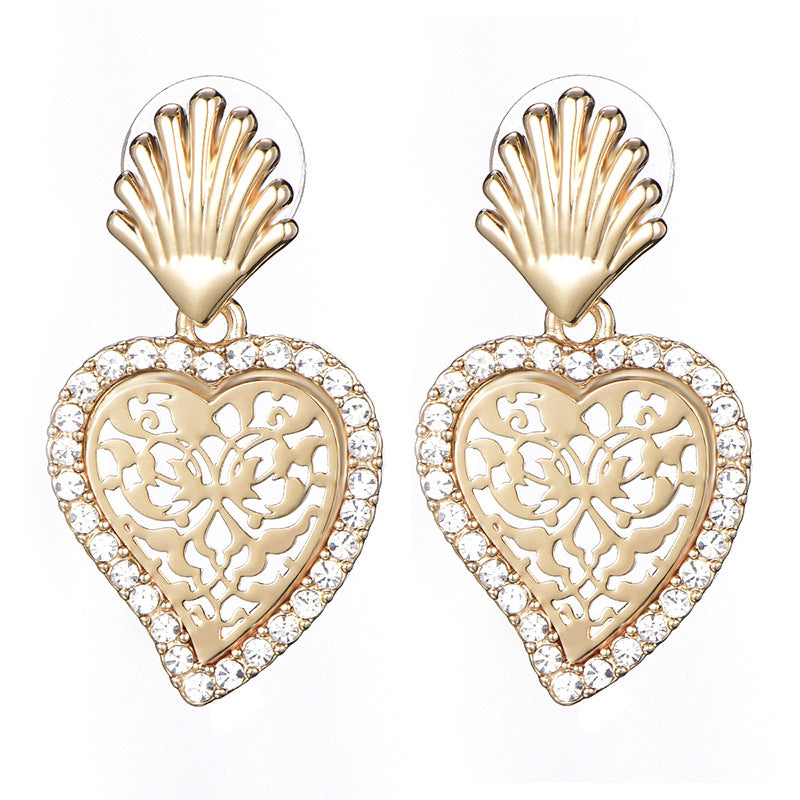 Wholesale Hollow Heart Alloy Earrings