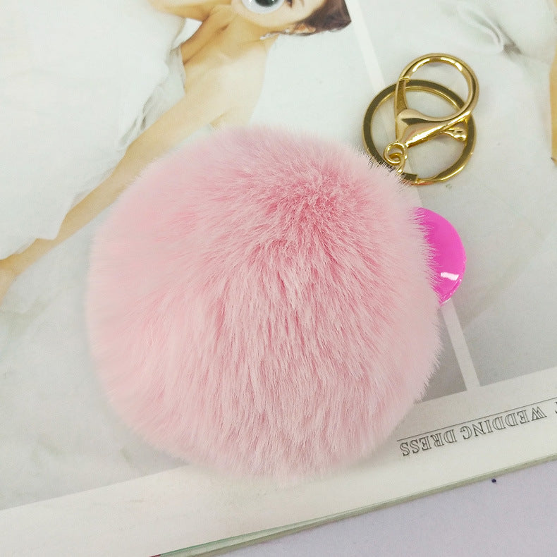 Wholesale Alloy Macaron Hair Ball Keychain