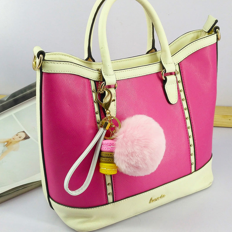 Wholesale Alloy Macaron Hair Ball Keychain