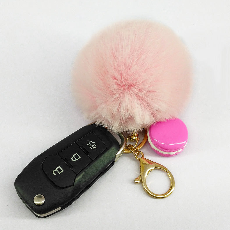 Wholesale Alloy Macaron Hair Ball Keychain