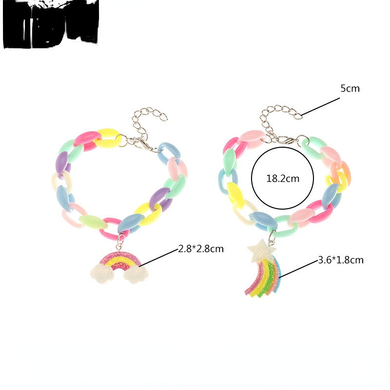 Wholesale Kids Colorful Acrylic Rainbow Bracelet Baby Supplies