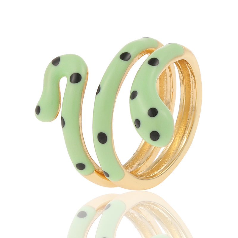 Wholesale Ring Copper Plated Real Gold Snake Enamel Adjustable OLY-RS-HX001