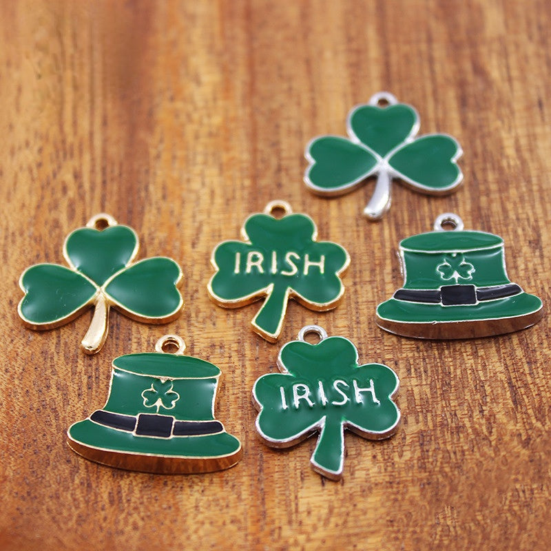 Wholesale 10PCS/PACK Alloy St. Patrick's Clover Keychain Accessories