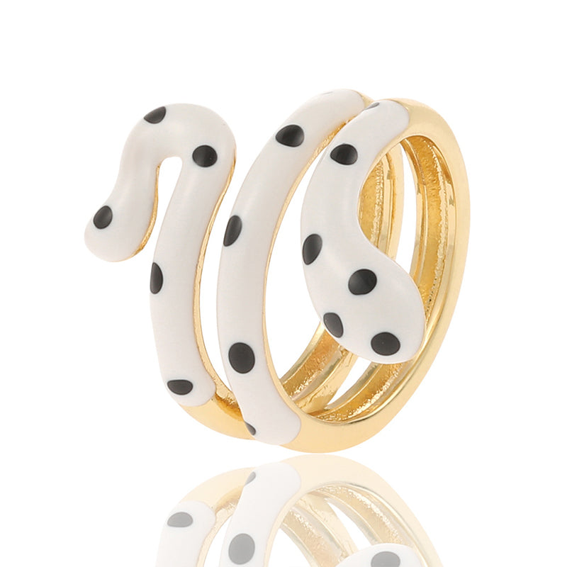 Wholesale Ring Copper Plated Real Gold Snake Enamel Adjustable OLY-RS-HX001