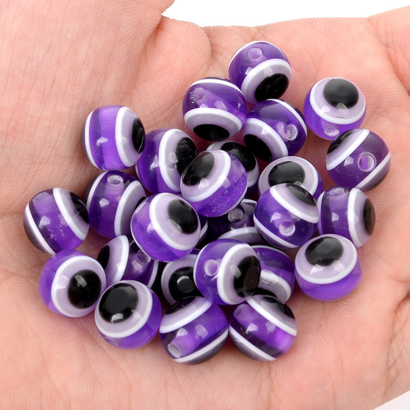 Venta al por mayor 6/8/10MM cuentas resina resina Devil Eye Beads OLY-BDS-HT004