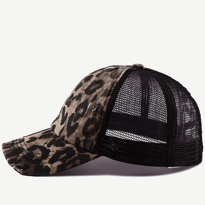 Wholesale Cotton Leopard Camouflage Ponytail Baseball Cap
