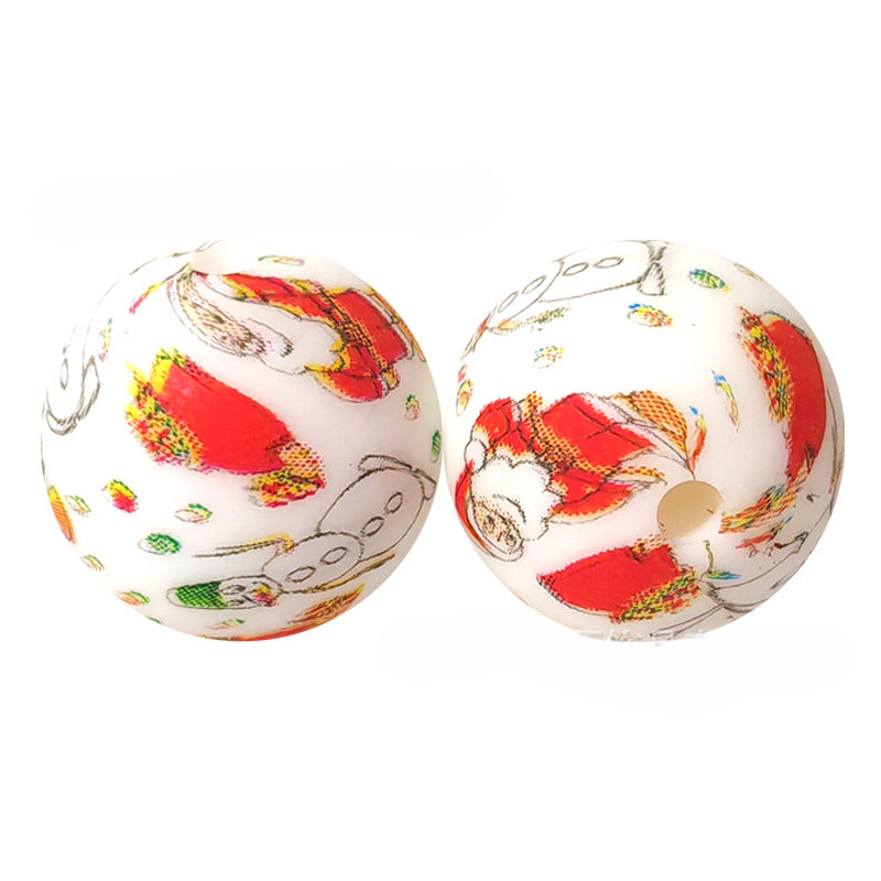 Wholesale 50pcs Cartoon Silicone Christmas Loose Beads