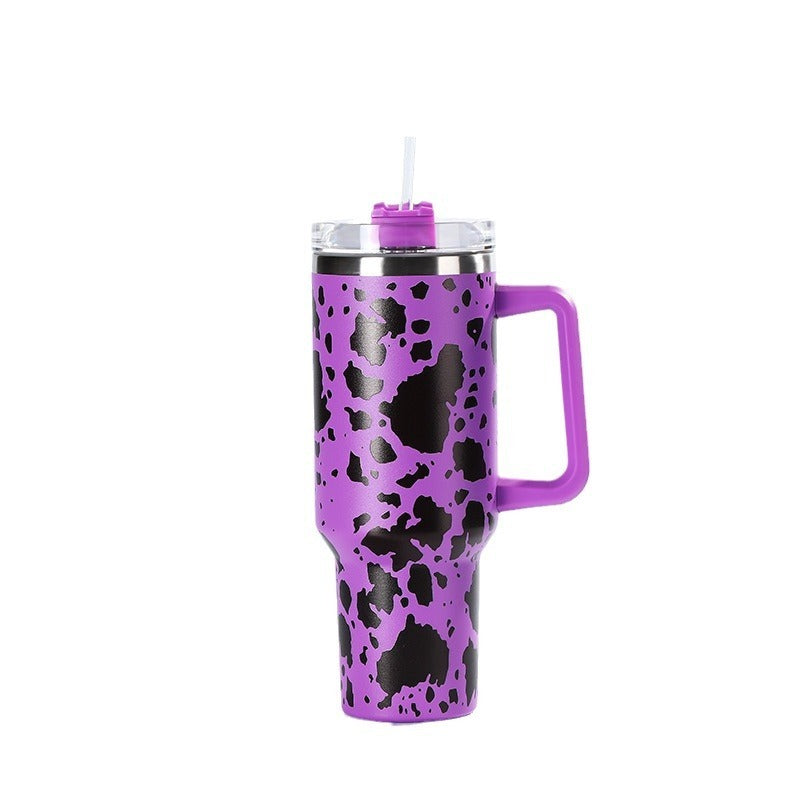 Wholesale Tumbler Ice Bullies Cup  Cow Pattern Thermos Cup Straw Cup 40OZ Car Cup Ice Cup