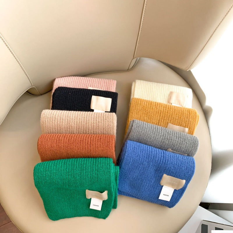 Wholesale Kids Australian Wool Solid Color Simple Double-sided Wool Scarf