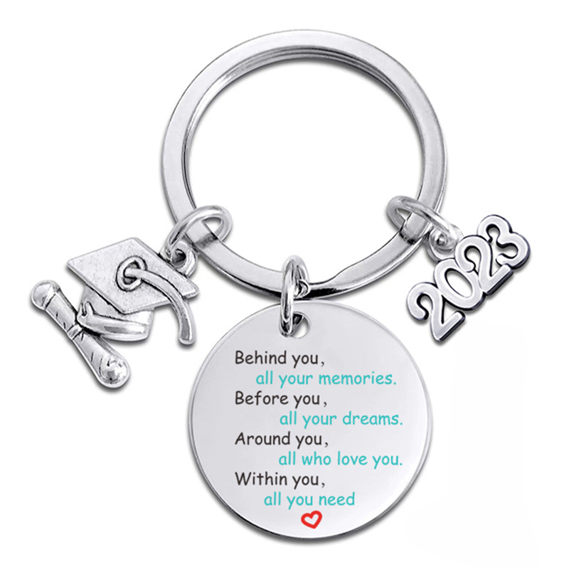 Wholesale Season of Graduation Gift Color Printing Doctor Hat Stainless Steel Key Chain