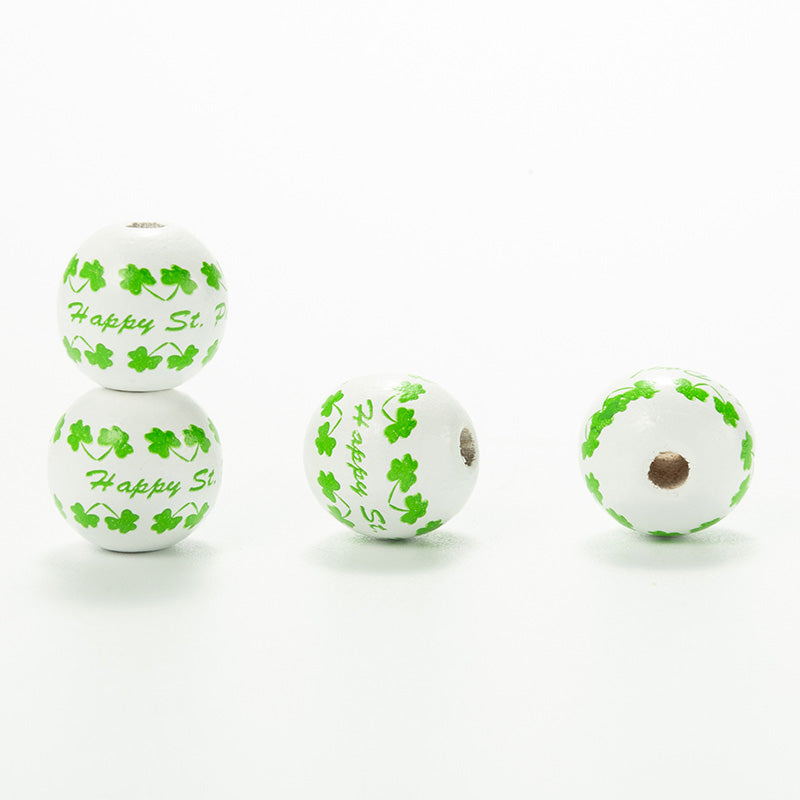 Wholesale 10pcs Beads Wood St. Patrick's Day Colorful Mardi Gras OLY-BDS-DJ005