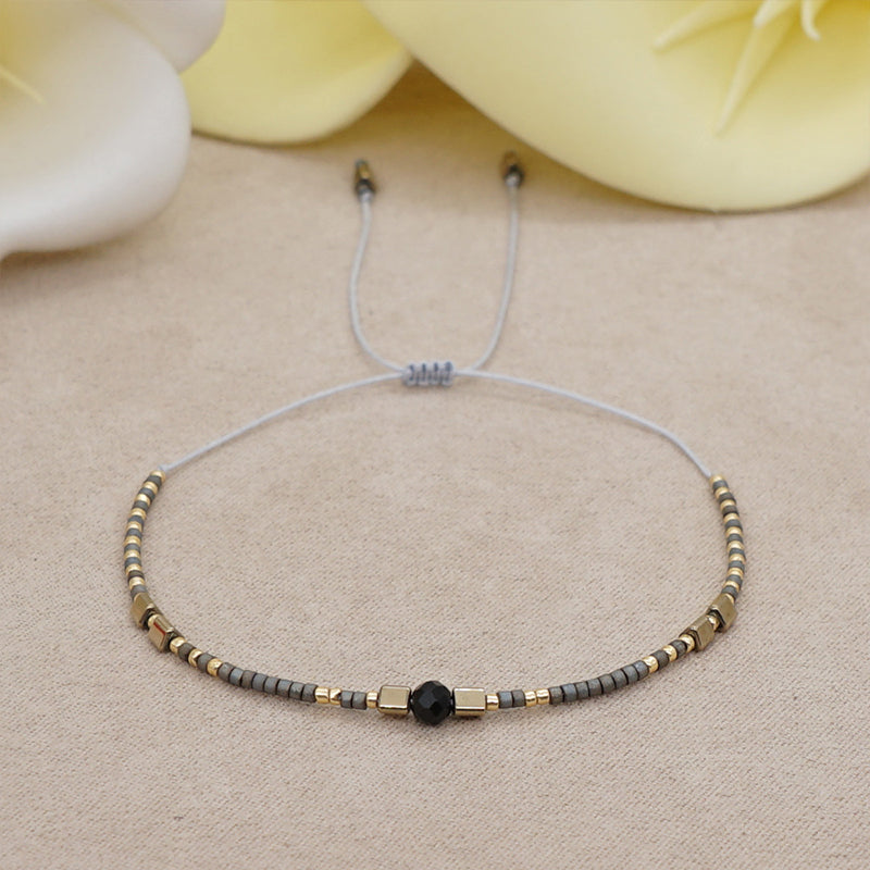 Venta al por mayor Pulsera Cristal Simple Boho Moda Arroz Granos Hecho A Mano OLY-BT-GBH002