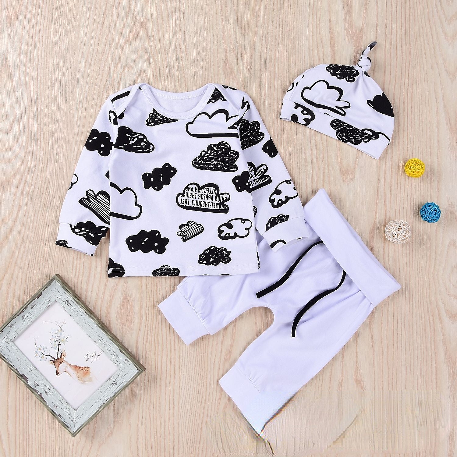 Wholesale Cloud Print Cotton Baby Clothes Set