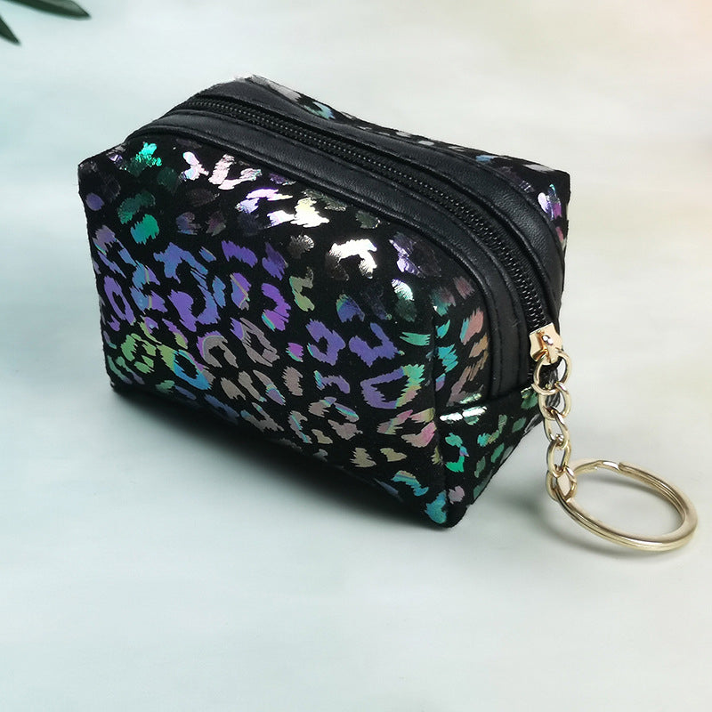 Wholesale Hot Stamping Leopard Print Coin Purse Mini Keychain Bag Wallet Keychain