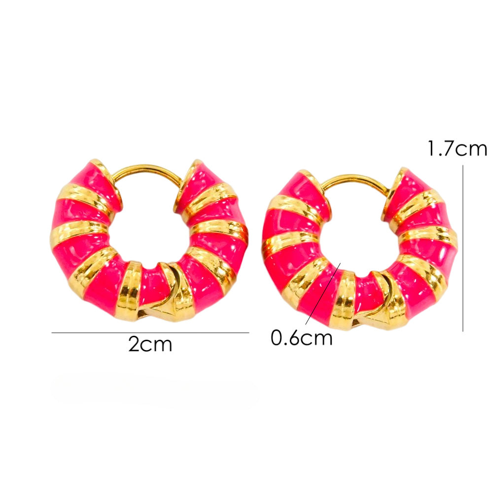 Wholesale Color Stripe Enamel Drip Oil Stainless Steel Earrings
