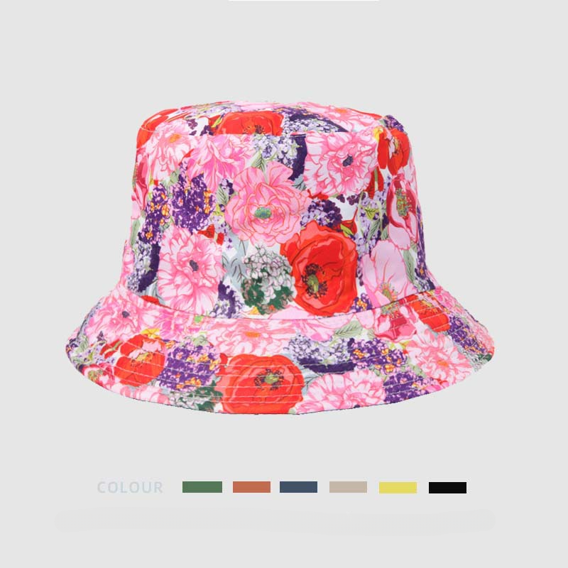 Venta al por mayor Sombrero de cubo de flores étnicas de poliéster