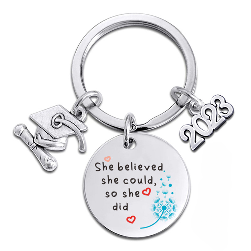 Wholesale Season of Graduation Gift Color Printing Doctor Hat Stainless Steel Key Chain