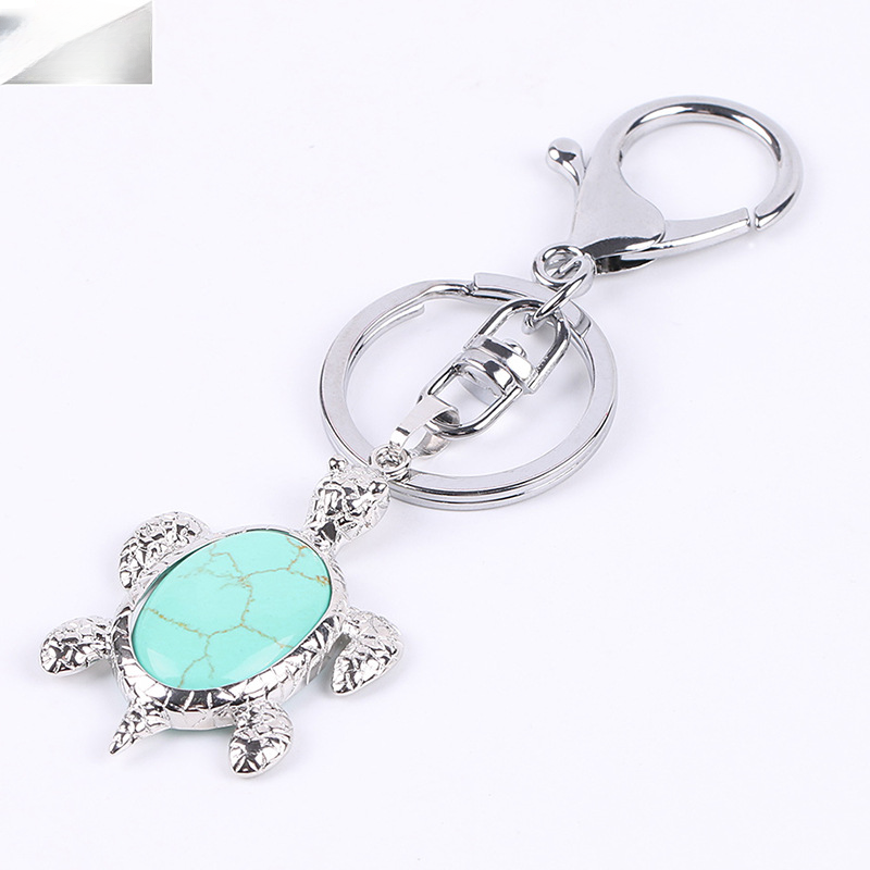 Wholesale Natural Stone Crystal Sea Turtle Keychain