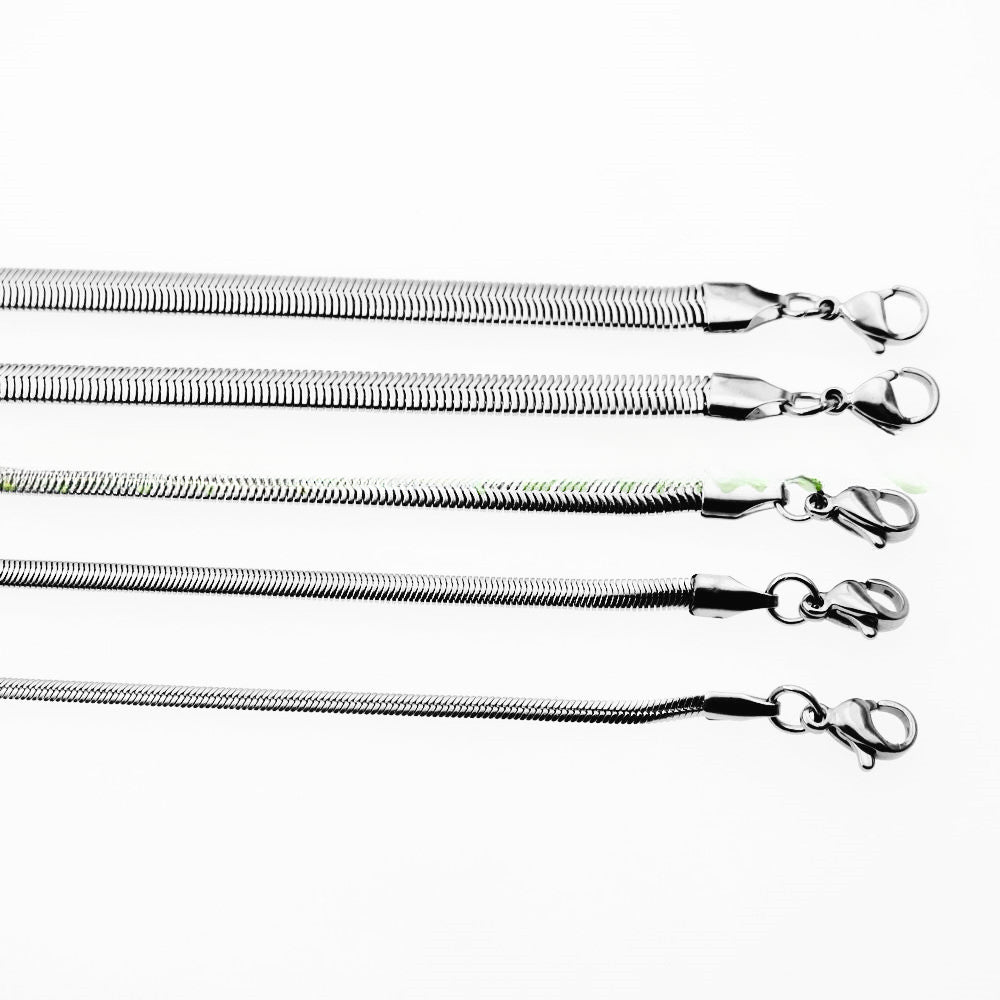 Wholesale 10PCS Flat Snake Titanium Steel Necklace