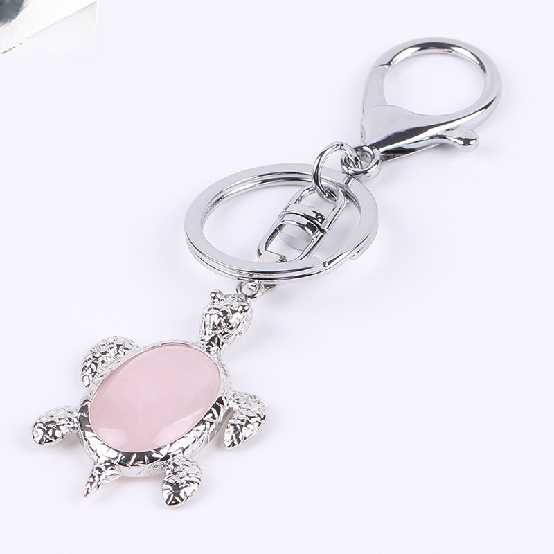 Wholesale Natural Stone Crystal Sea Turtle Keychain