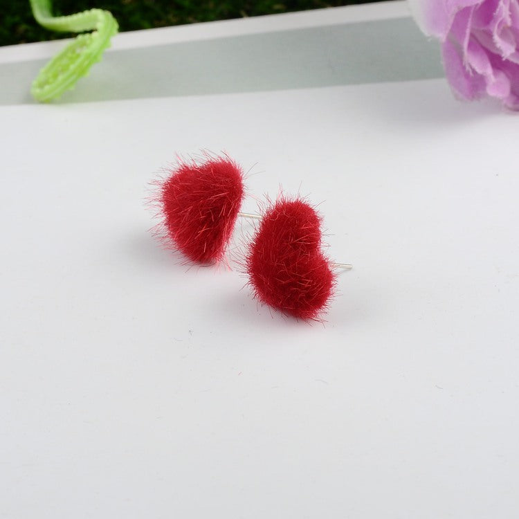 Wholesale Mink Hair Heart Shaped Earrings