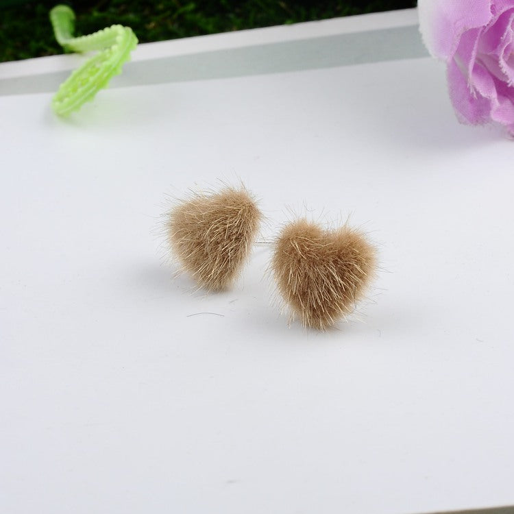 Wholesale Mink Hair Heart Shaped Earrings