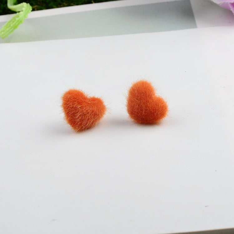 Wholesale Mink Hair Heart Shaped Earrings