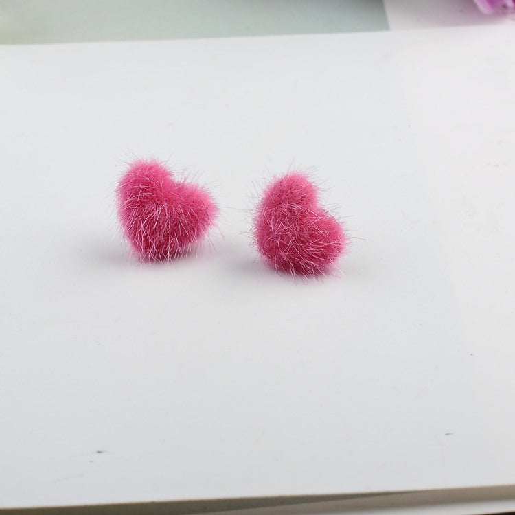 Wholesale Mink Hair Heart Shaped Earrings