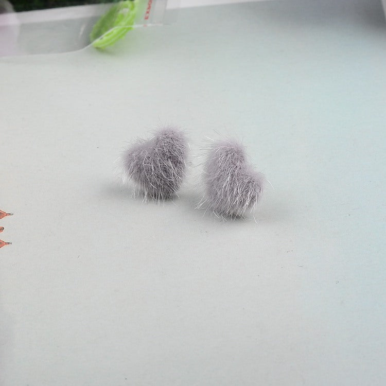 Wholesale Mink Hair Heart Shaped Earrings